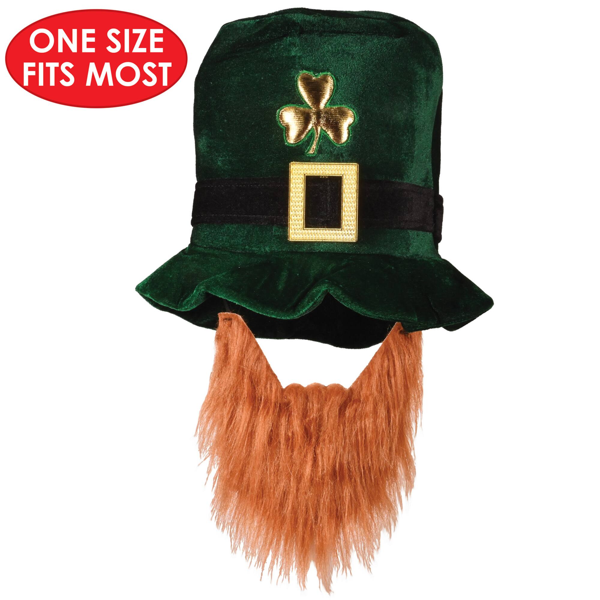 Beistle Green Leprechaun Plush Hat with Orange Beard
